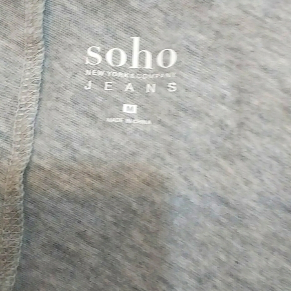 Soho New York & Company Womens Gray Sequin Roll Up Cap Sleeves Tee Shirt Size M - Picture 3 of 10